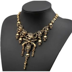 Betsey Johnson Pendant Multi-layer skulls & pirates. Shantou chain necklace